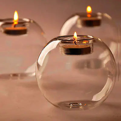 Crystal Lamp and Glass Candle Holder Set
