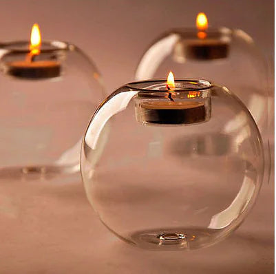 Crystal Lamp and Glass Candle Holder Set
